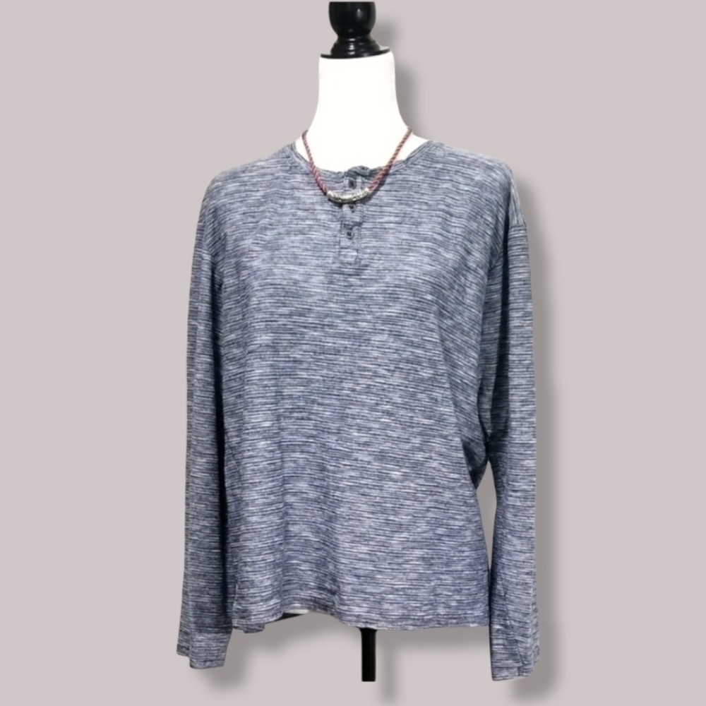 Silver Jeans Women's Top Size L Long Sleeve 3 Button Pull Over Jersey